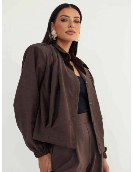 Zamszowa kurtka katana TAVIA - czekoladowa