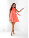 Trapezowa sukienka mini ze stójką ARLENA - orange