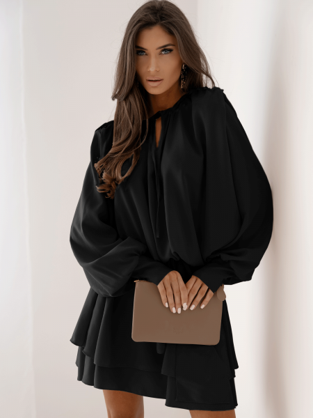 Rozkloszowana sukienka mini CLEO - czarna 2