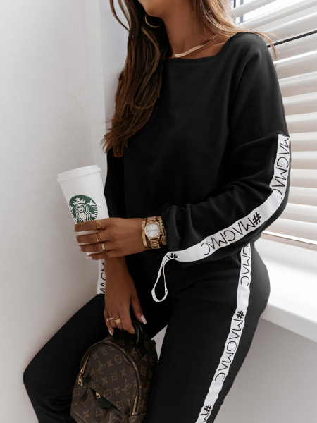 Welurowy komplet bluza+spodnie MAIA - czarny