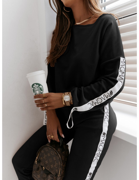 Welurowy komplet bluza+spodnie MAIA - czarny