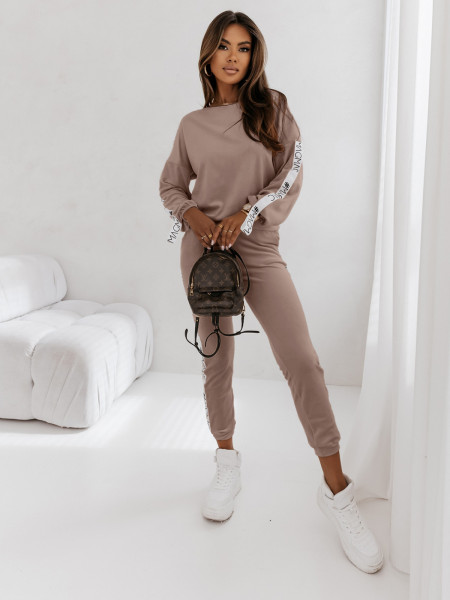 Welurowy komplet bluza+spodnie MAIA - cappuccino 2