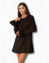 Sukienka trapezowa z ozdobnymi rękawami MANITA - czekoladowa