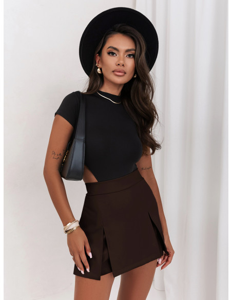 Modne spódnico-spodenki z rozporkami -SAMANTHA - czekoladowe