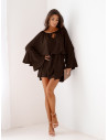 Sukienka oversize z falbanami na rękawach ZUMA - czekoladowa