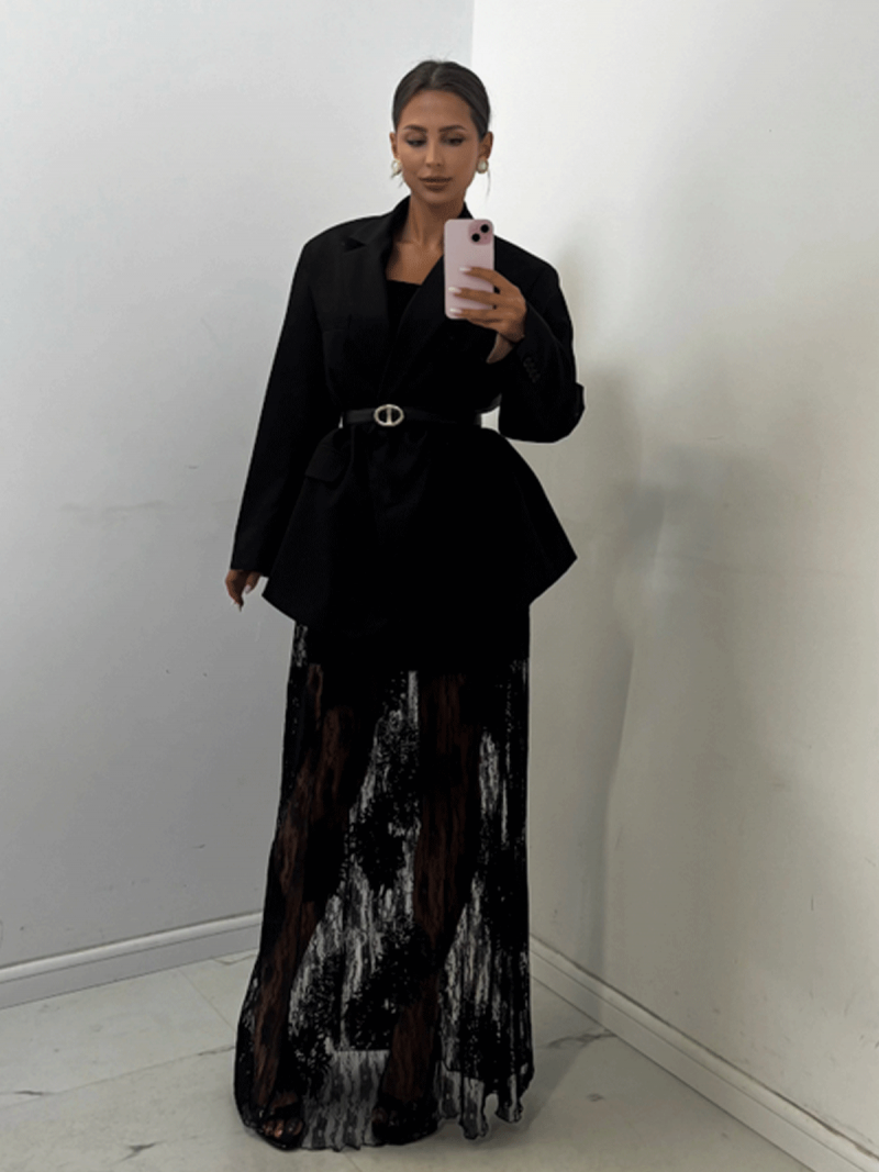 Koronkowa maxi spódnica ALETTA - czarna