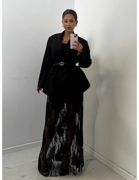 Koronkowa maxi spódnica ALETTA - czarna