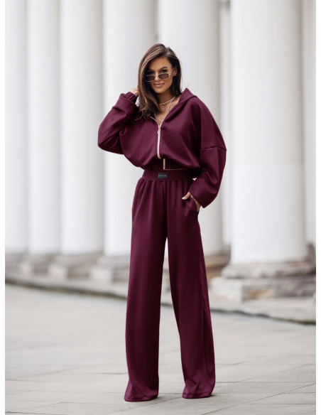 Stylowy komplet dresowy z tencelu MIKKA - bordowy