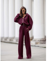 Stylowy komplet dresowy z tencelu MIKKA - bordowy