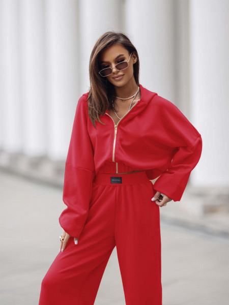 Stylowy komplet dresowy z tencelu MIKKA - czerwony