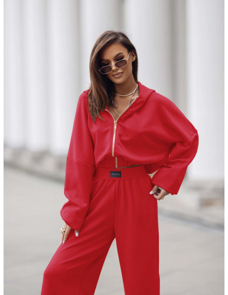 Stylowy komplet dresowy z tencelu MIKKA - czerwony