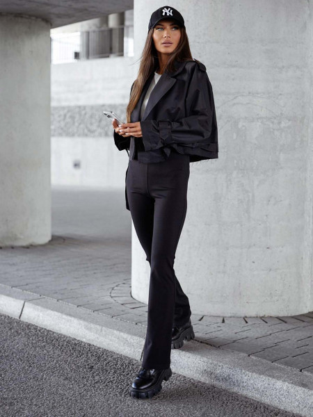 Bawełniana krótka kurtka trencz CATILIN - czarny 2