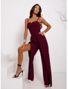 Kombinezon z rozcięciami na nogawkach ZALIJA - bordowy
