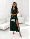 Sukienka maxi wiązana na wiele sposobów - ELSA - butelkowa zieleń
