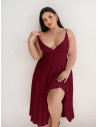 Sukienka midi PLUS SIZE na ramiączkach AGNES - bordowa
