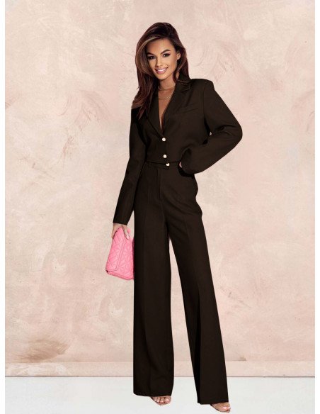 Garnitur z szerokimi spodniami YUKARI - czekoladowy