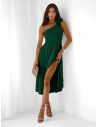 Sukienka midi na jedno ramię AMIREA - butelkowa zieleń
