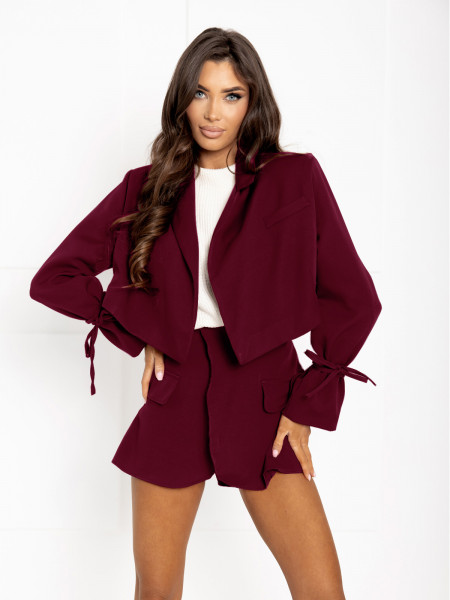 Komplet marynarka i spódnico-spodenki HOLLI - bordowy