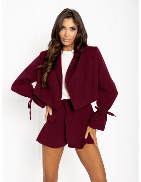 Komplet marynarka i spódnico-spodenki HOLLI - bordowy