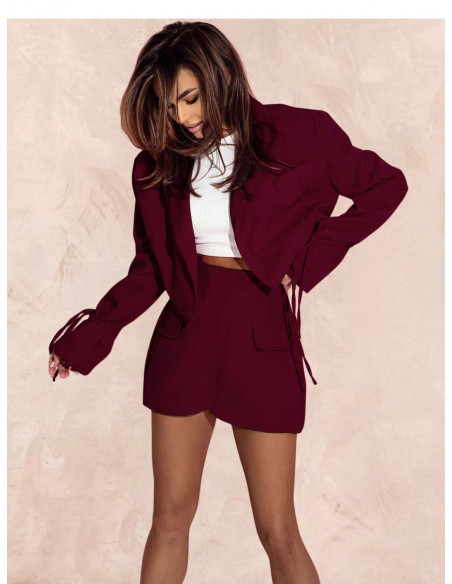 Komplet marynarka i spódnico-spodenki HOLLI - bordowy