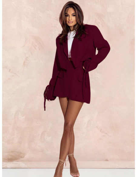 Komplet marynarka i spódnico-spodenki HOLLI - bordowy