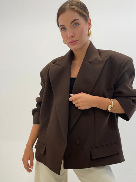 Stylowa marynarka oversize ARLEEN - czekoladowa 2