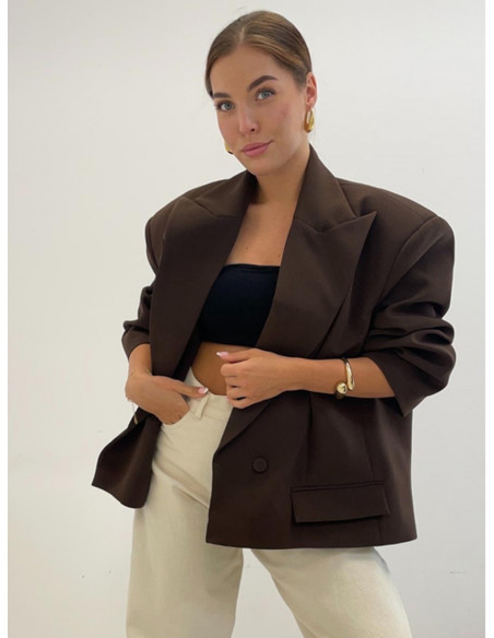 Stylowa marynarka oversize ARLEEN - czekoladowa