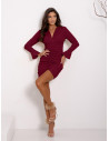 Dopasowana sukienka z marszczeniem AKANE - bordowa