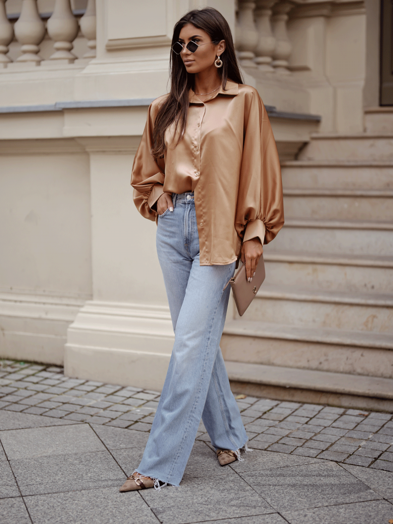 Satynowa koszula oversize CORALIE -...