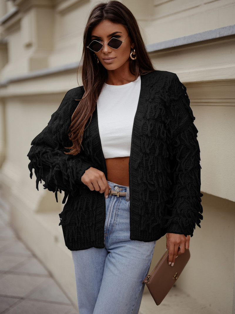 Sweter kardigan z frędzlami DOANIE -...