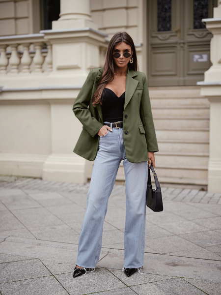 Stylowa marynarka z podszewką TANAVI - khaki 2