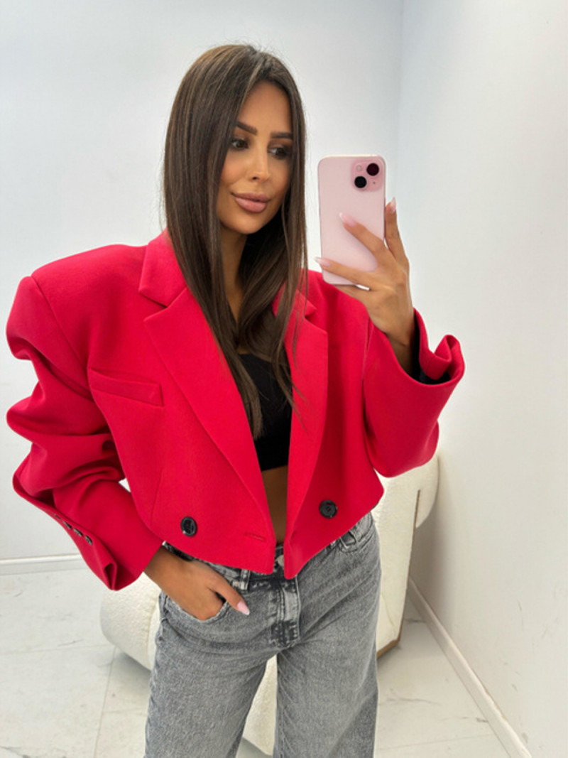 Krótka marynarka oversize ELOWEN - czerwona