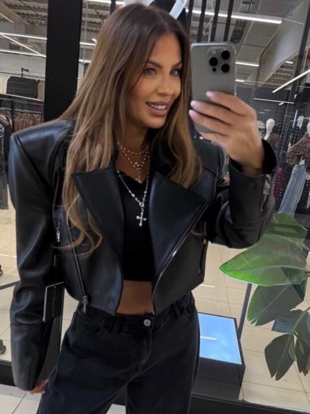 Kurtka ramoneska skórzana AILYN - czarna