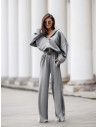 Stylowy komplet dresowy z tencelu MIKKA - szary melanż