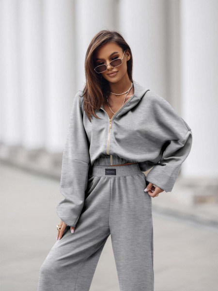 Stylowy komplet dresowy z tencelu MIKKA - szary melanż 2
