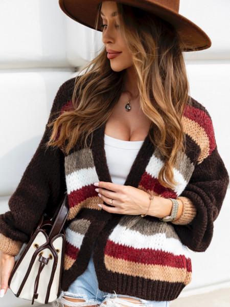 Sweter kardigan w kolorowe pasy ANDY - wzór 3 2