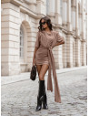 Wiskozowa sukienka mini z wiązaniem NAOYA - cappuccino