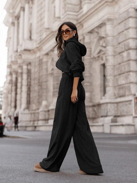 Welurowy dres bluza i szerokie spodnie MAXIM - czarny