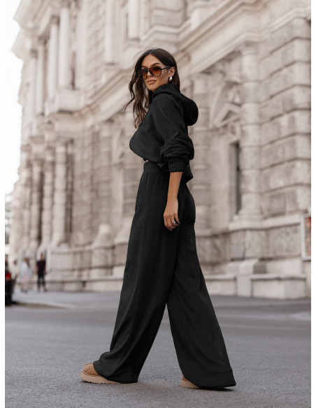 Welurowy dres bluza i szerokie spodnie MAXIM - czarny