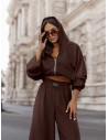 Welurowy dres bluza i szerokie spodnie MAXIM - czekoladowy