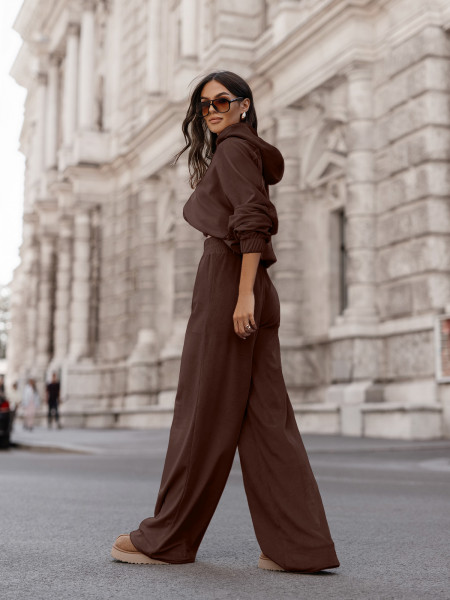 Welurowy dres bluza i szerokie spodnie MAXIM - czekoladowy 2