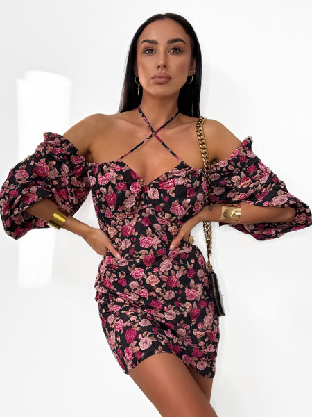 Dopasowana mini sukienka w print ALAINA - wzór 1