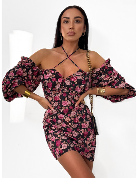 Dopasowana mini sukienka w print ALAINA - wzór 1