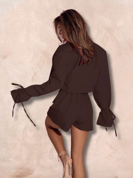 Komplet marynarka i spódnico-spodenki HOLLI - czekoladowy