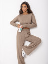 Komplet dzianinowy z szerokimi spodniami DANEB - cappuccino