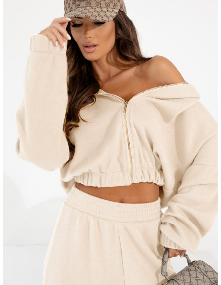 Komplet dzianinowy bluza i spodnie NOLANI - beżowy