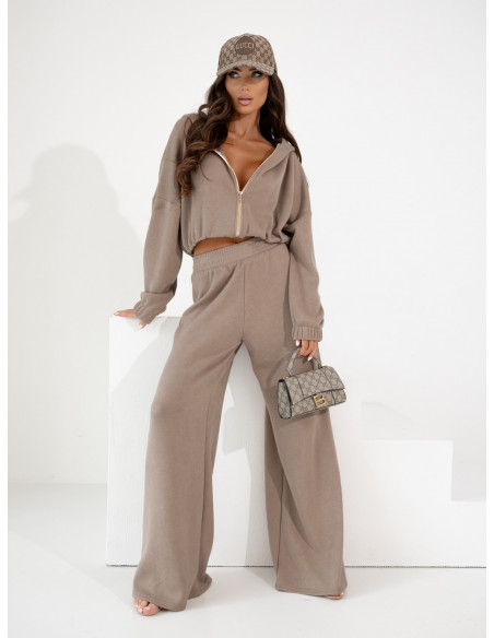 Komplet dzianinowy bluza i spodnie NOLANI - cappuccino