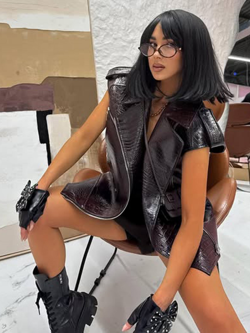 Kamizelka oversize z eko skóry SATOMI...