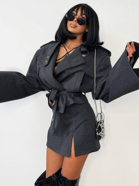 Eleganckie spódnico-spodenki z rozporkiem PERRI - grafitowe