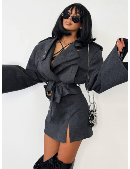 Eleganckie spódnico-spodenki z rozporkiem PERRI - grafitowe